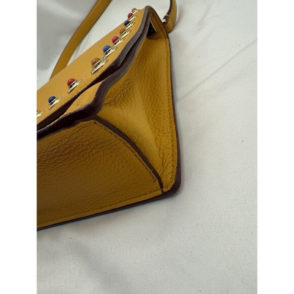 Kate Spade Devoe Street Sophie Handbag Mustard Yellow studded gems 10x7x3 Flaws - Picture 7 of 16
